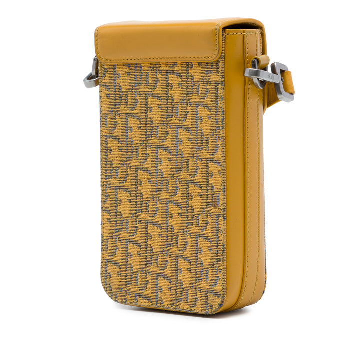 Dior Jacquard Lock Étui téléphone Sac Oblique Jaune – vue 2 – GABY PARIS
