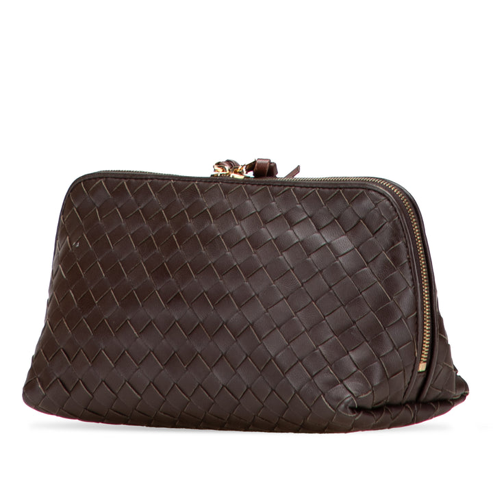 Bottega Veneta Nappa Intrecciato Cosmetic Pochette Marron