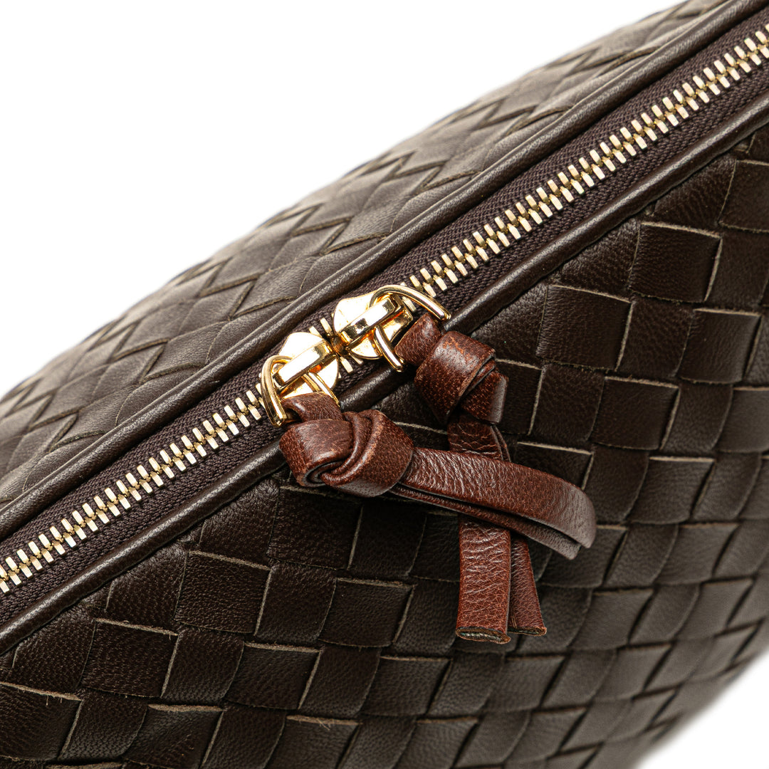 Bottega Veneta Nappa Intrecciato Cosmetic Pochette Marron