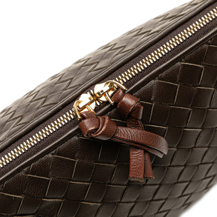 Bottega Veneta Nappa Intrecciato Cosmetic Pochette Marron