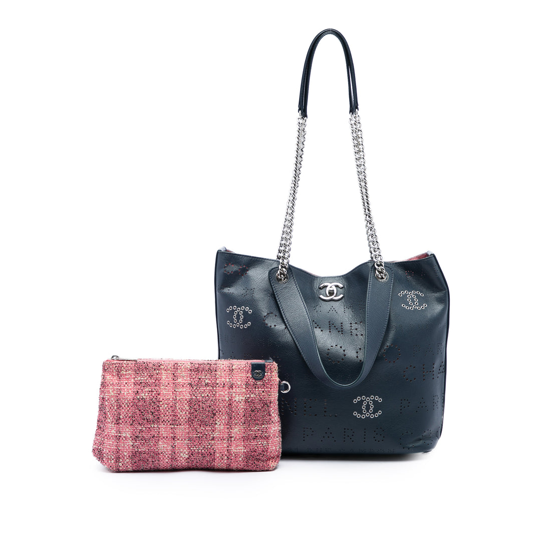 Chanel Coco Œilletss Cabas Cuir de veau Bleu – vue 6 – GABY PARIS