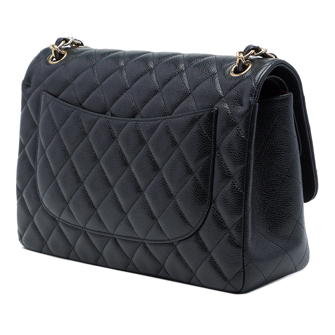 Classic Double rabat Jumbo Cuir caviar Noir