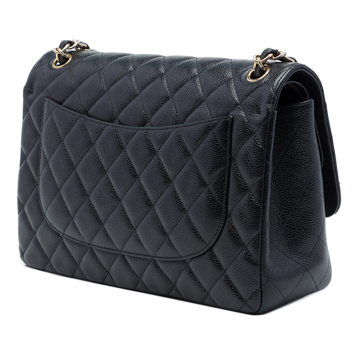 Classic Double rabat Jumbo Cuir caviar Noir
