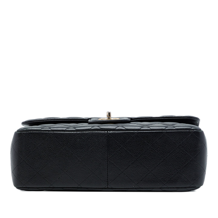 Classic Double rabat Jumbo Cuir caviar Noir