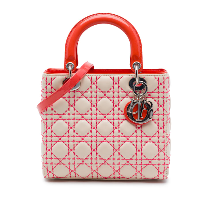 Dior Medium Cuir d’agneau Cannage Surpiqué Lady Dior