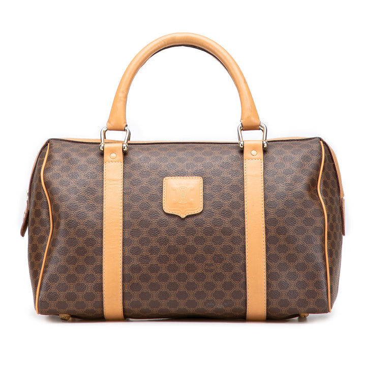 Macadam Coated Canvas Boston Bag Brown - Gaby Paris