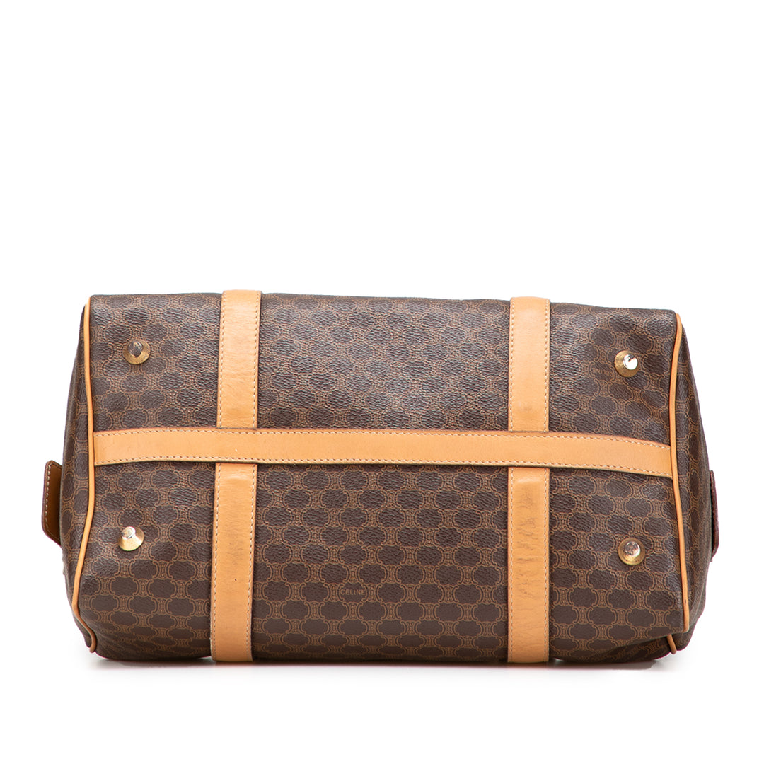 Macadam Coated Canvas Boston Bag Brown - Gaby Paris