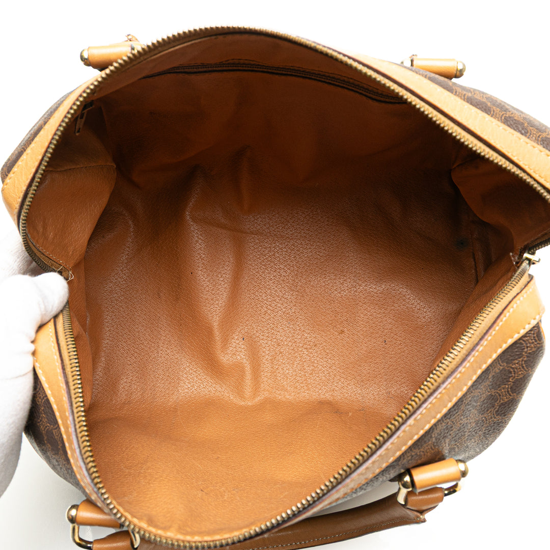 Macadam Coated Canvas Boston Bag Brown - Gaby Paris