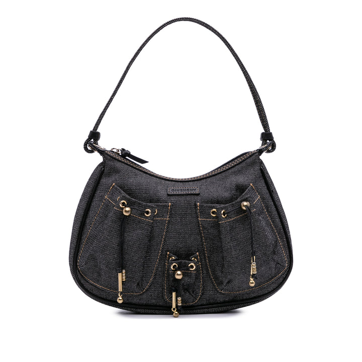 Denim Shoulder Bag Black - Gaby Paris