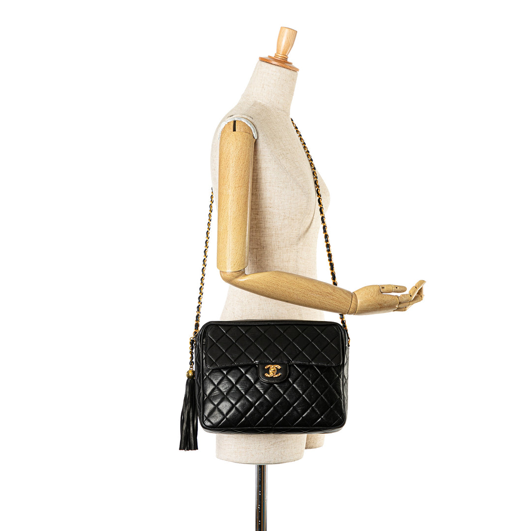 Chanel Quilted Lambskin Tassel Camera Bag Black - GABY PARIS