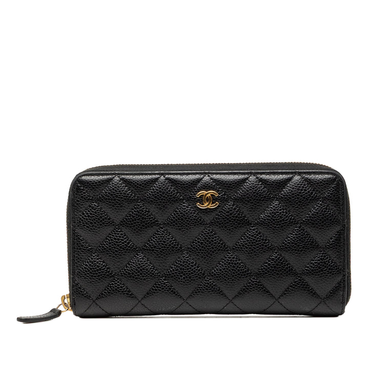 Chanel CC Matelassé Caviar Portefeuille long zippé
