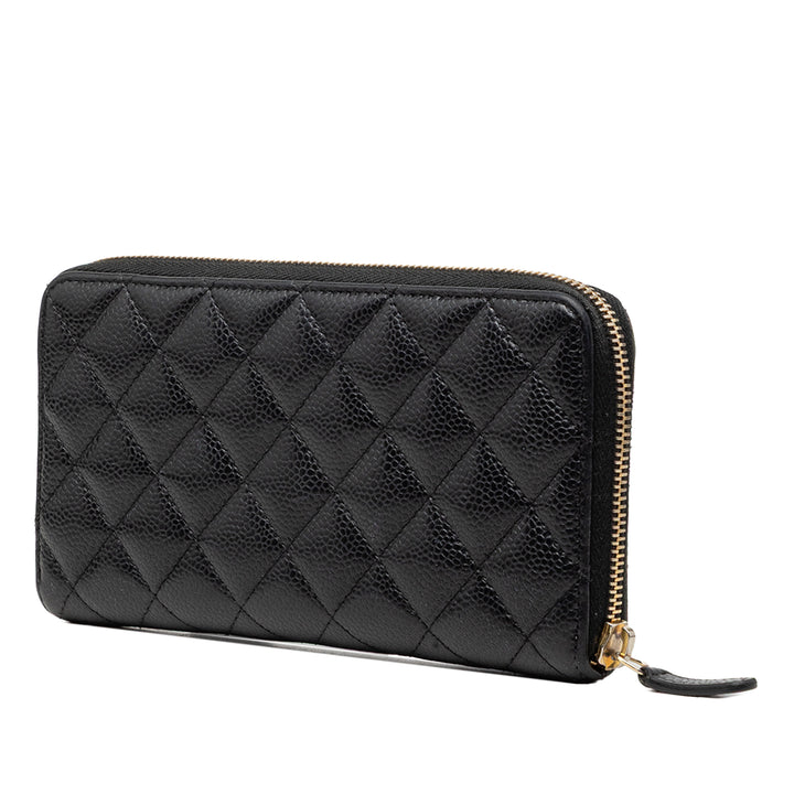 Chanel CC Matelassé Caviar Portefeuille long zippé