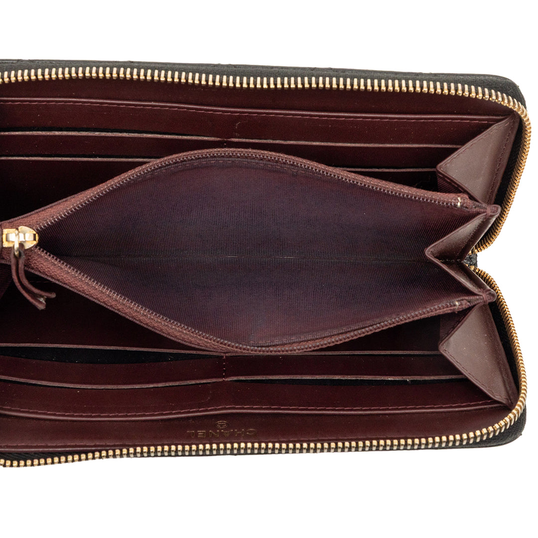 Chanel CC Matelassé Caviar Portefeuille long zippé