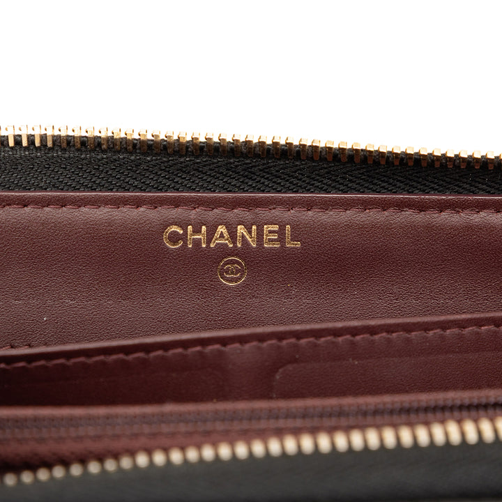 Chanel CC Matelassé Caviar Portefeuille long zippé
