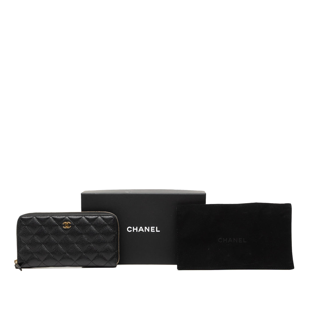 Chanel CC Matelassé Caviar Portefeuille long zippé