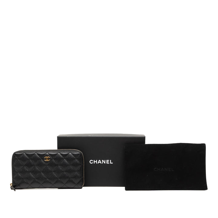 Chanel CC Matelassé Caviar Portefeuille long zippé