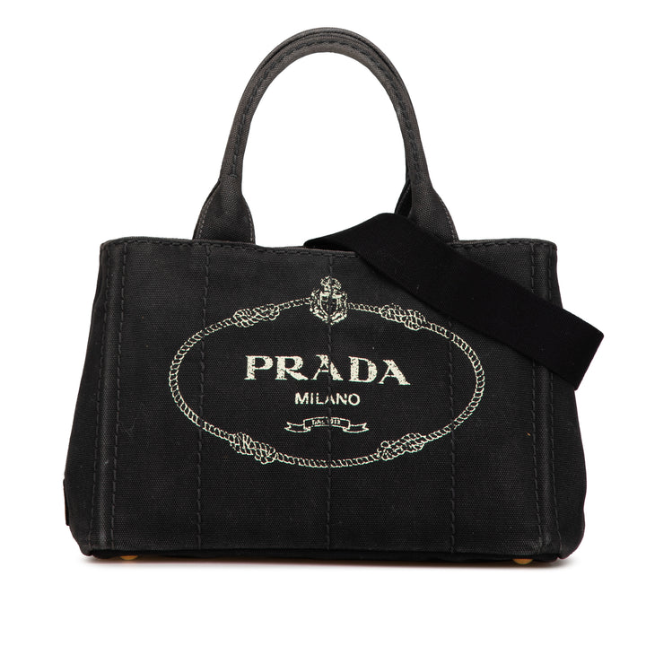 Small Canvas Canapa Logo Satchel Black - Gaby Paris
