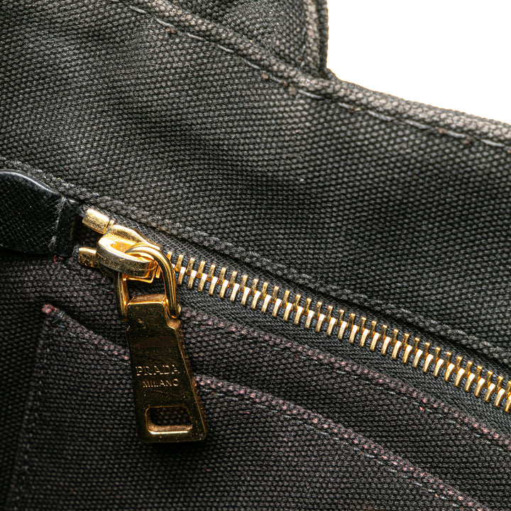 Small Canvas Canapa Logo Satchel Black - Gaby Paris