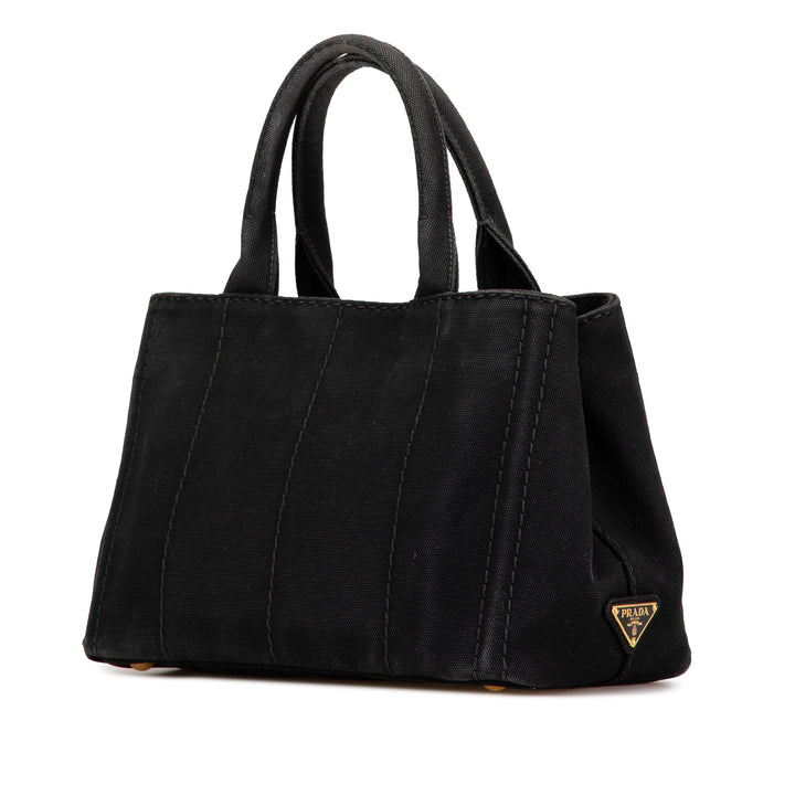 Small Canvas Canapa Logo Satchel Black - Gaby Paris