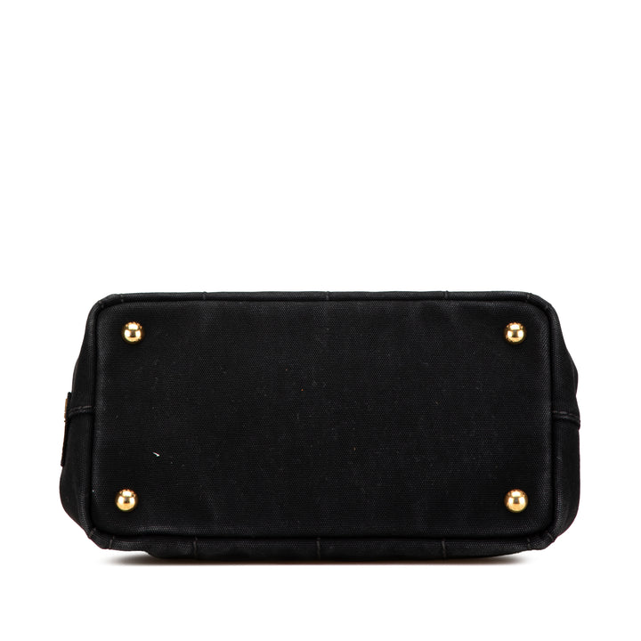 Small Canvas Canapa Logo Satchel Black - Gaby Paris