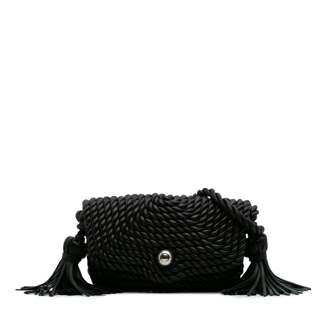Bottega Veneta Cuir d’agneau Torchon Classic Tasseled Twisted Sac porté croisé Noir – GABY PARIS Authentique