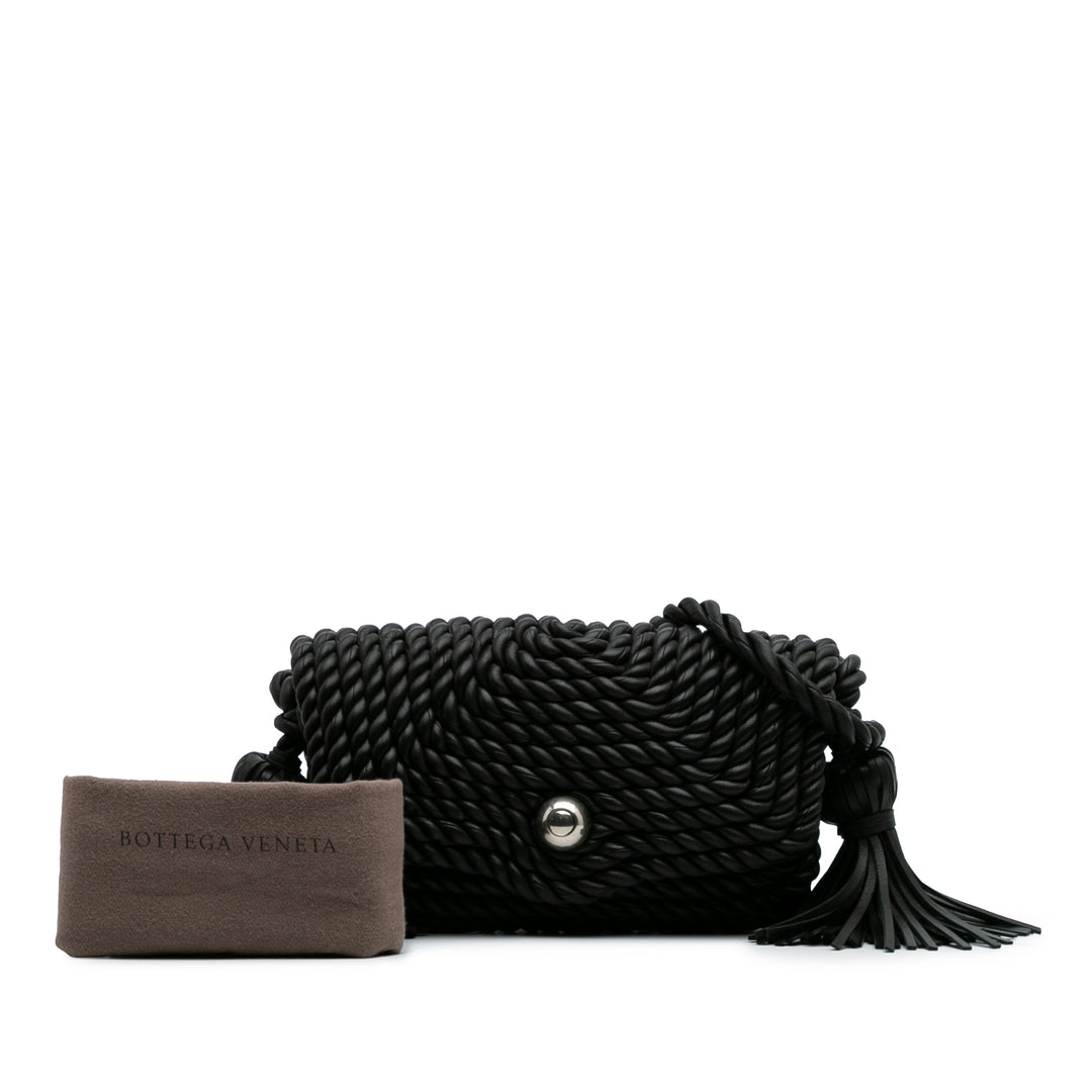 Bottega Veneta Cuir d’agneau Torchon Classic Tasseled Twisted Sac porté croisé Noir – GABY PARIS Authentique