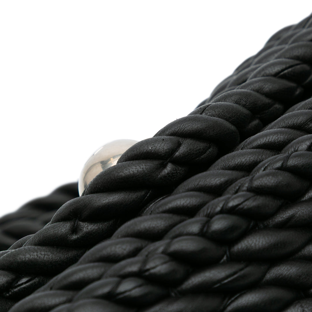 Bottega Veneta Cuir d’agneau Torchon Classic Tasseled Twisted Sac porté croisé Noir