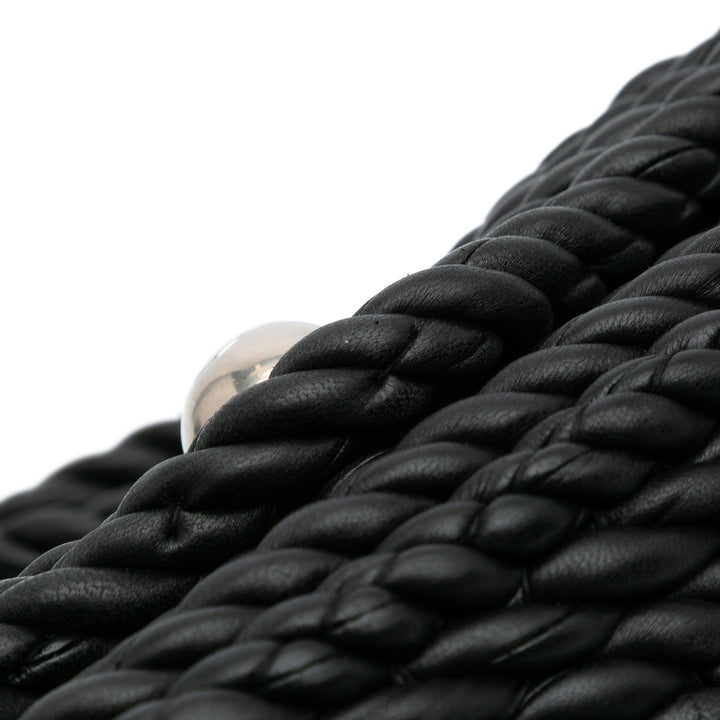 Bottega Veneta Cuir d’agneau Torchon Classic Tasseled Twisted Sac porté croisé Noir