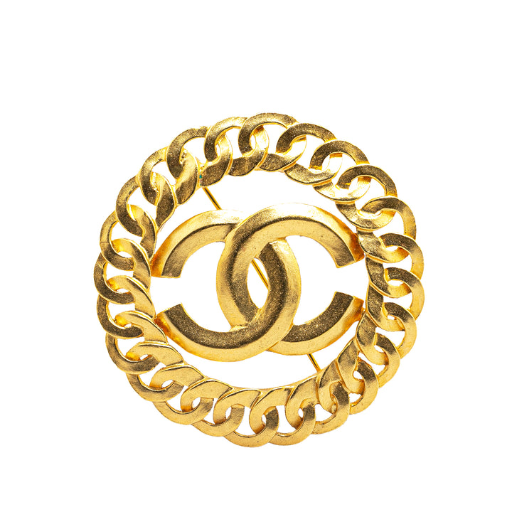 Gold Plated CC Chain Brooch Gold - Gaby Paris