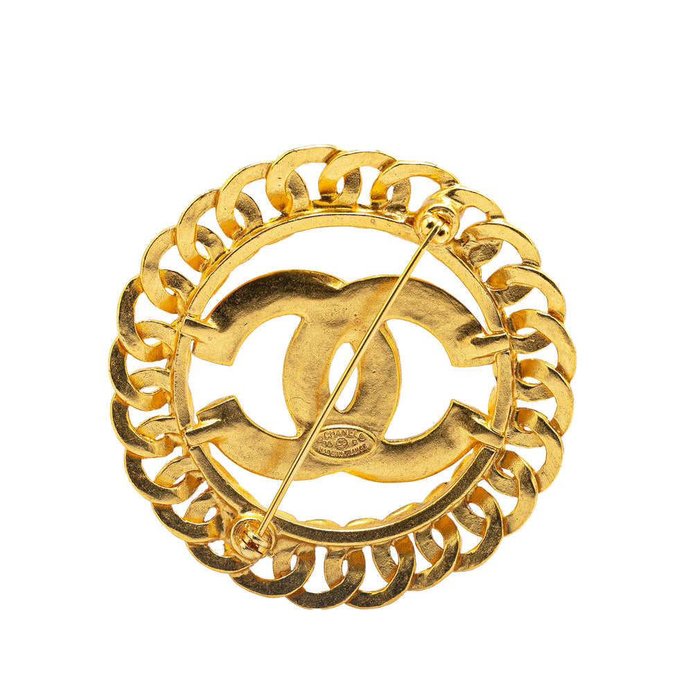 Gold Plated CC Chain Brooch Gold - Gaby Paris