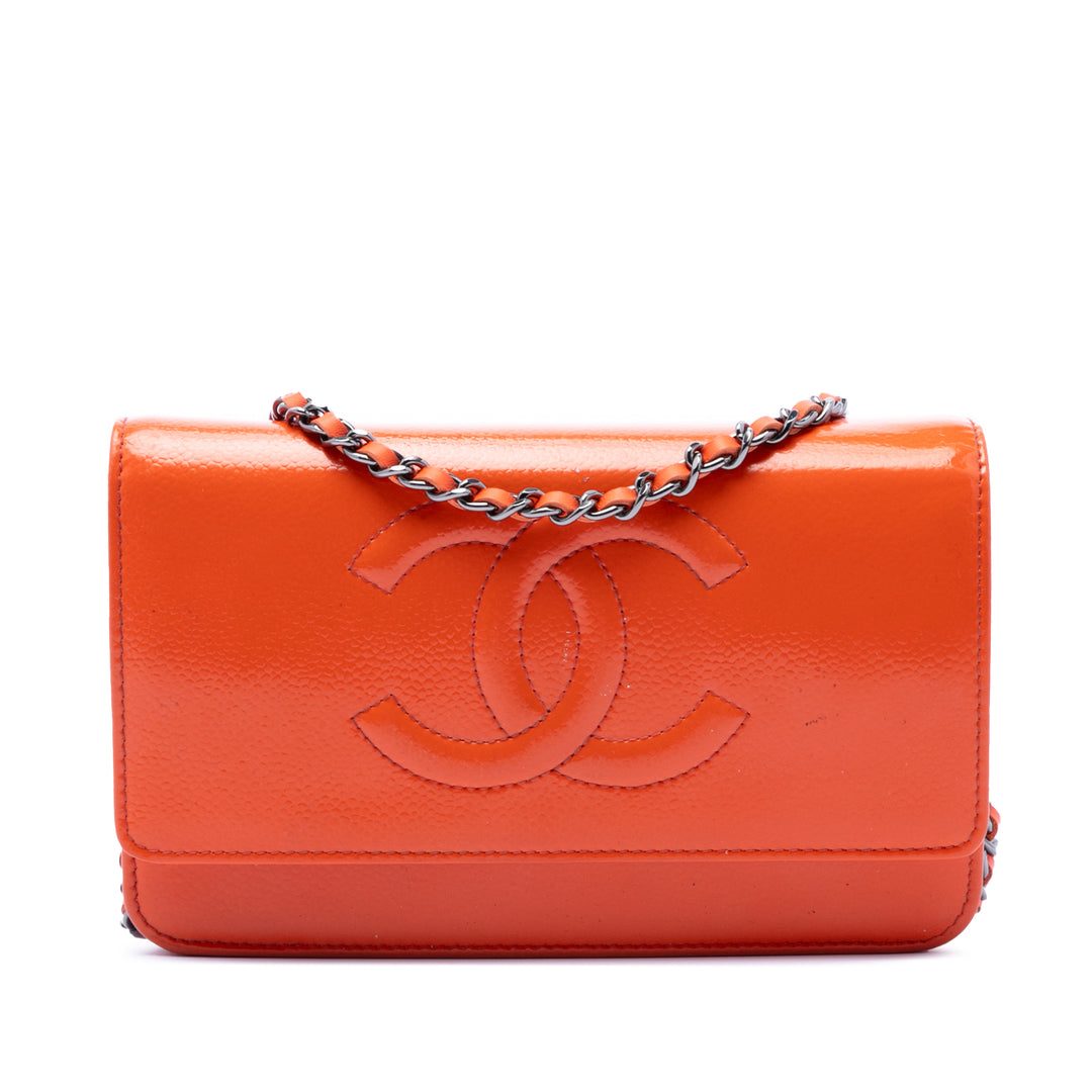 Chanel CC Cuir verni Caviar Wallet on Chain