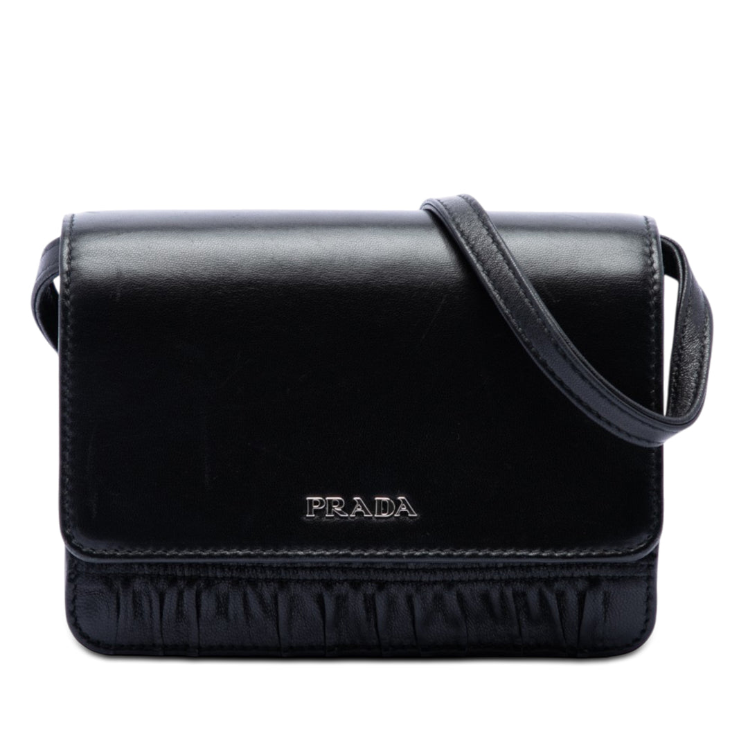 Prada Gaufre et Brushed Sac nappa Noir – vue principale – GABY PARIS