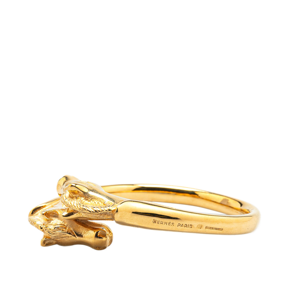Gold Plated Cheval Double Horse Bangle Gold - Gaby Paris