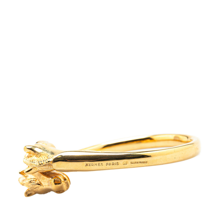 Gold Plated Cheval Double Horse Bangle Gold - Gaby Paris
