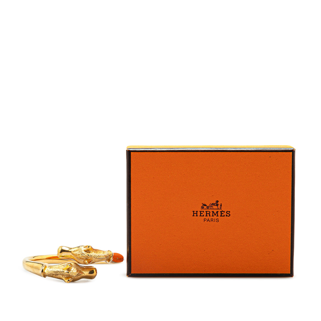 Gold Plated Cheval Double Horse Bangle Gold - Gaby Paris