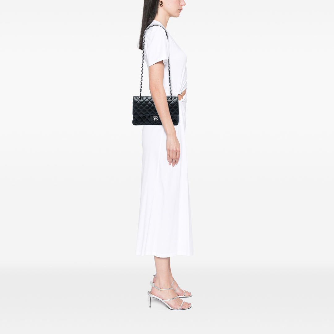 Classic Double rabat Moyen Cuir caviar Noir