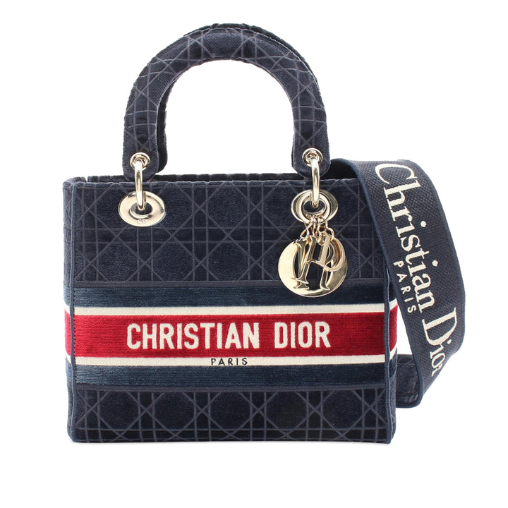 Medium Velvet Cannage Lady D Lite Blue - Gaby Paris