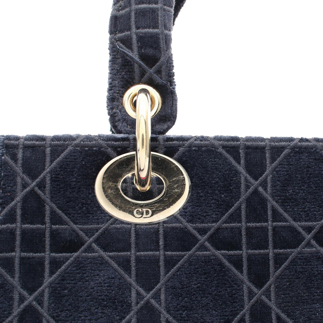 Medium Velvet Cannage Lady D Lite Blue - Gaby Paris
