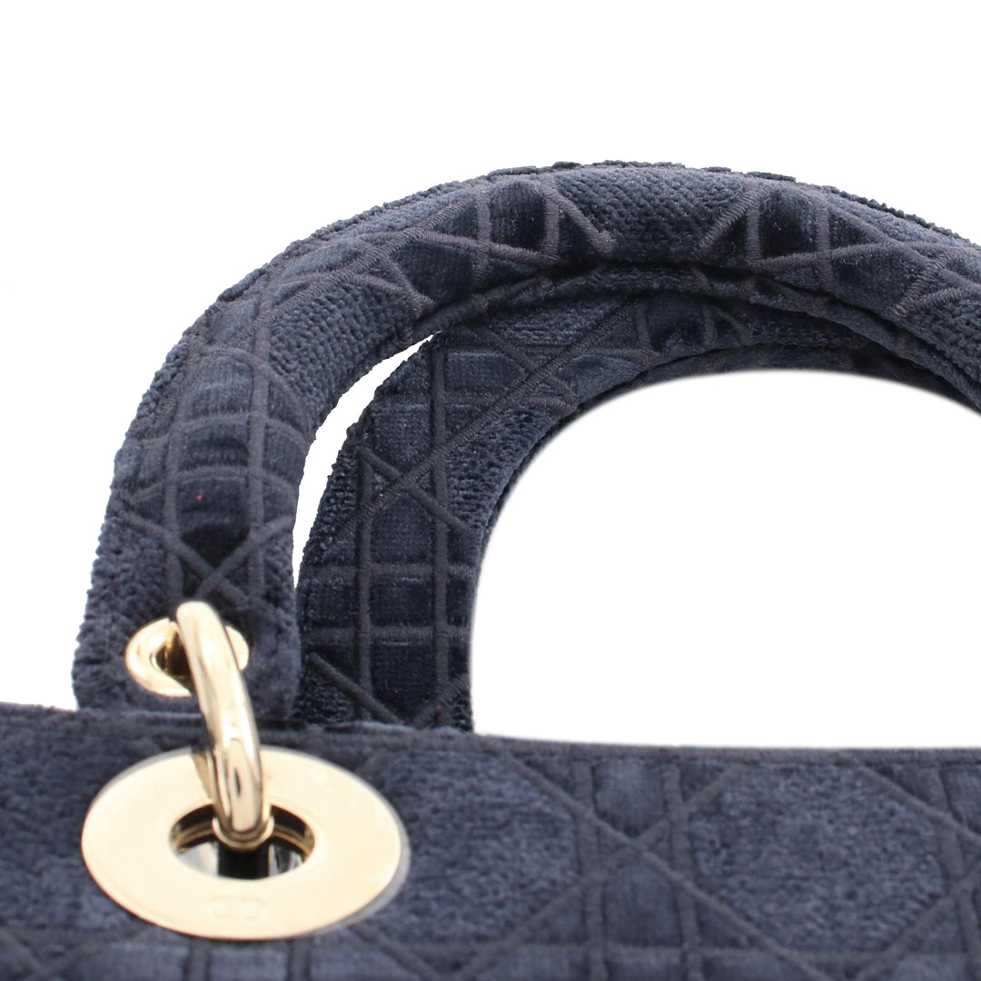 Medium Velvet Cannage Lady D Lite Blue - Gaby Paris