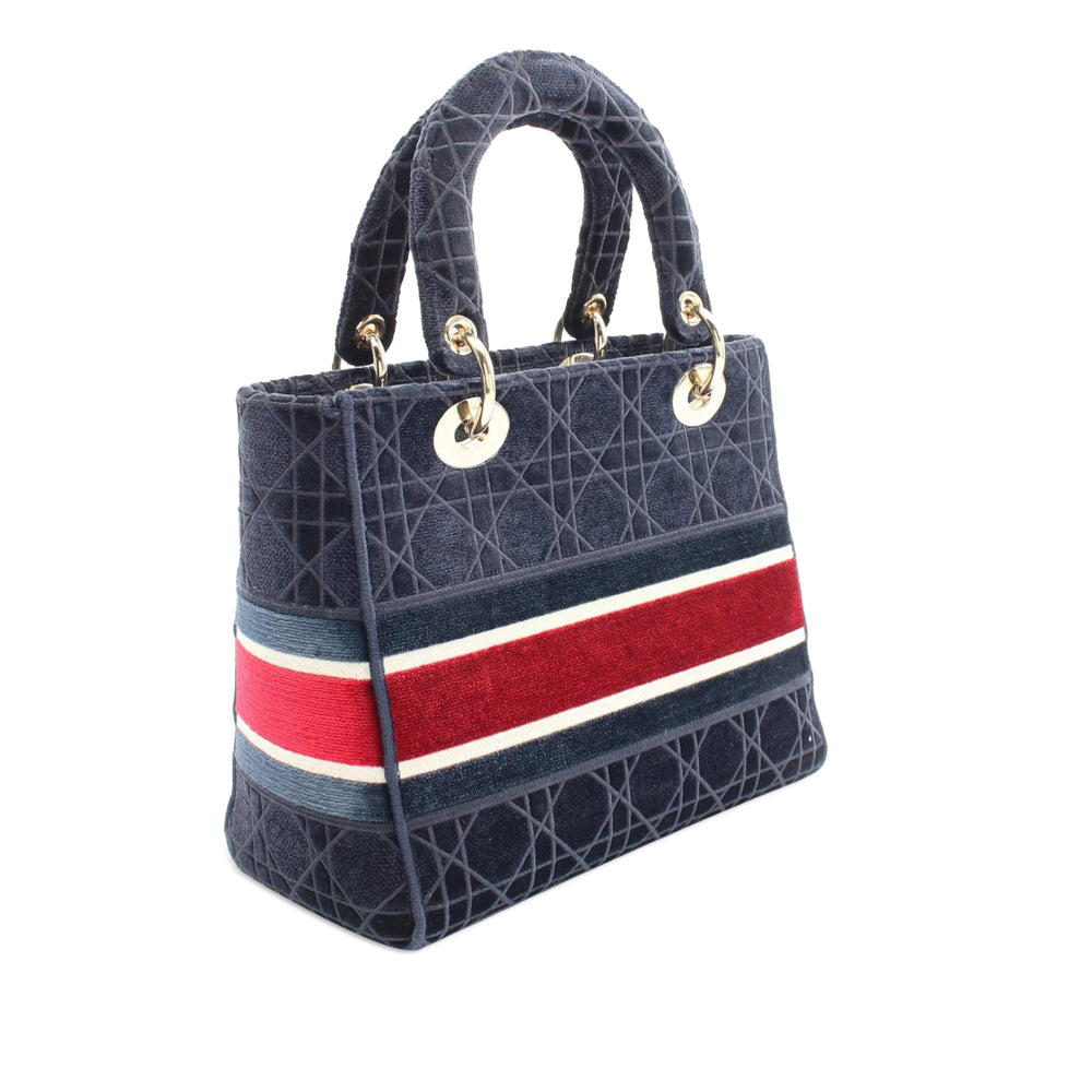 Medium Velvet Cannage Lady D Lite Blue - Gaby Paris