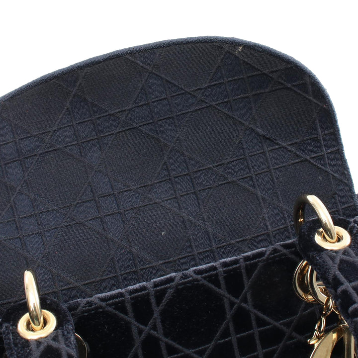 Medium Velvet Cannage Lady D Lite Blue - Gaby Paris