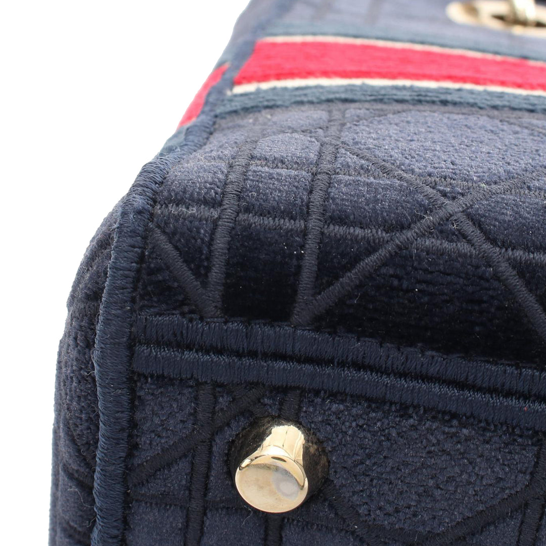 Medium Velvet Cannage Lady D Lite Blue - Gaby Paris