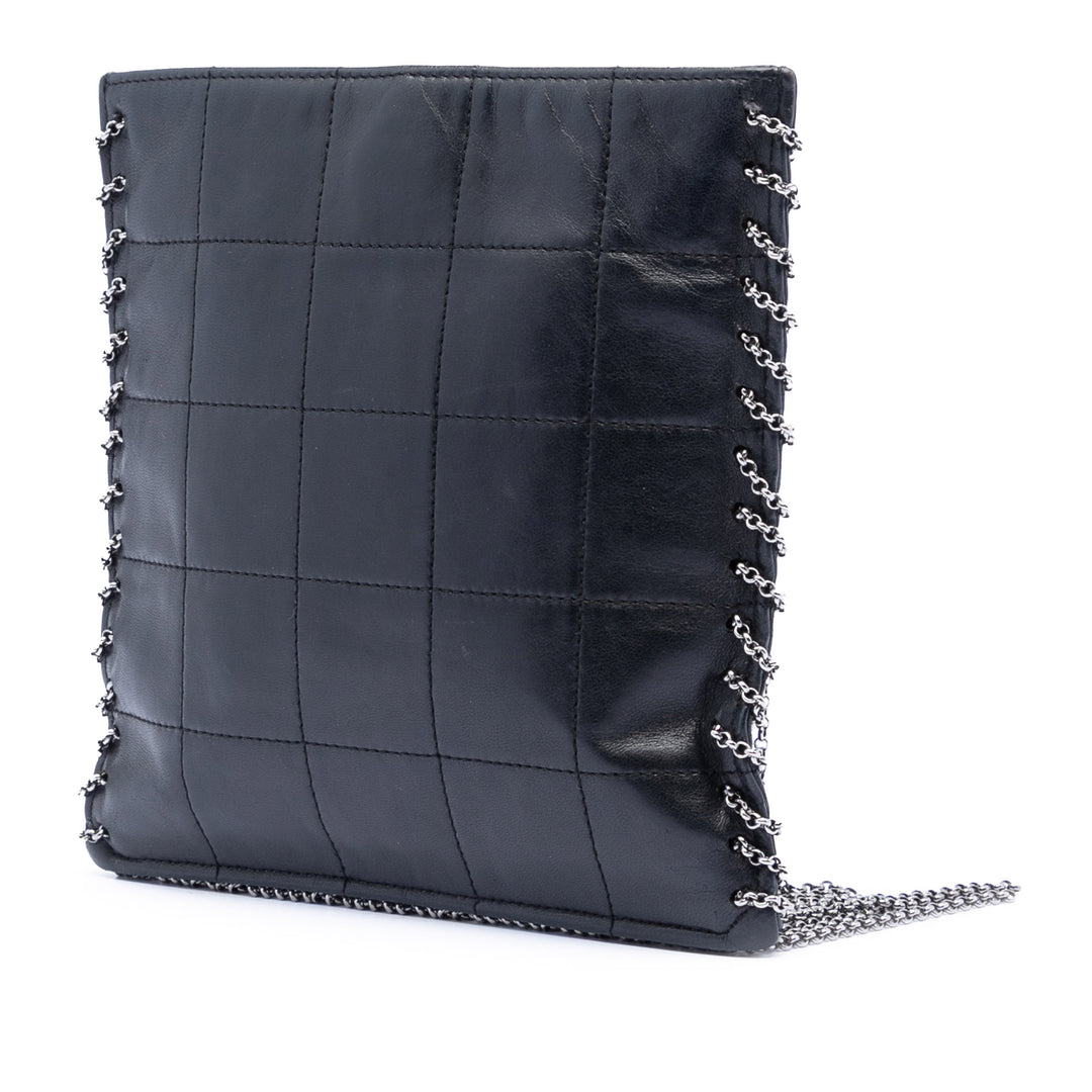 Chanel CC Choco Bar Cuir d’agneau Chain Fringe Sac porté croisé