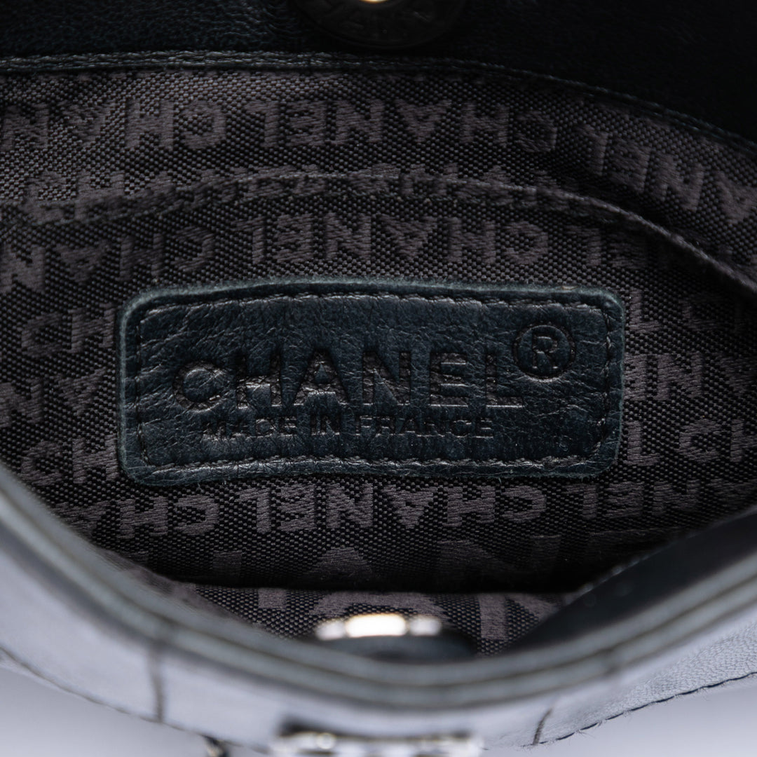 Chanel CC Choco Bar Cuir d’agneau Chain Fringe Sac porté croisé