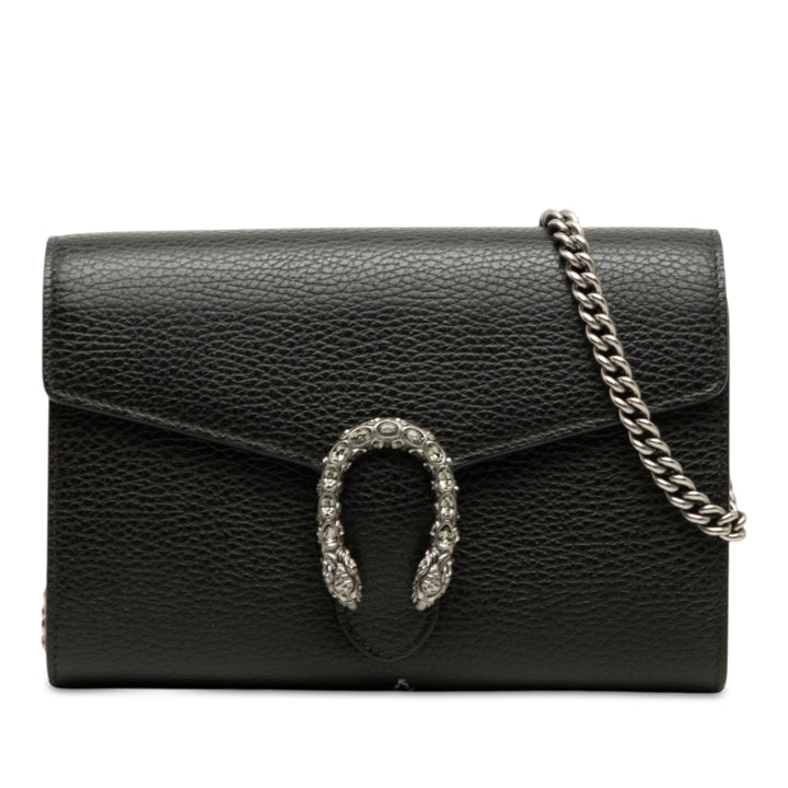 Dionysus Wallet on Chain Cuir de veau Noir