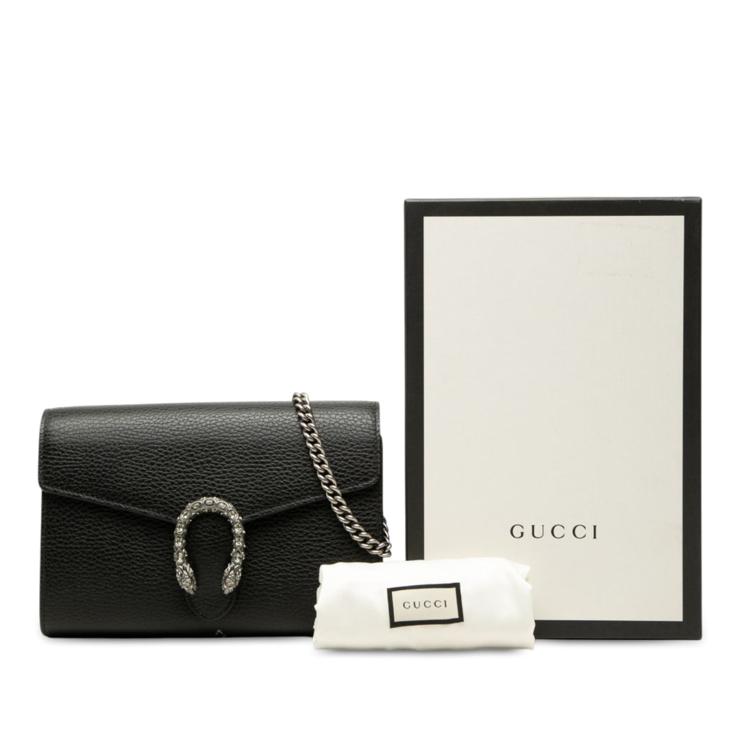 Dionysus Wallet on Chain Cuir de veau Noir