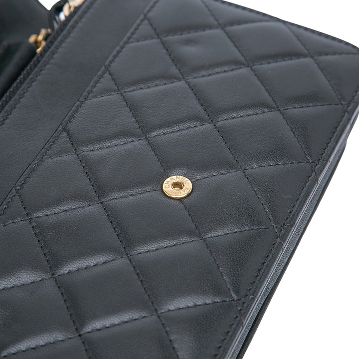 Chanel Quilted Cuir d’agneau Boy Wallet On Chain Noir