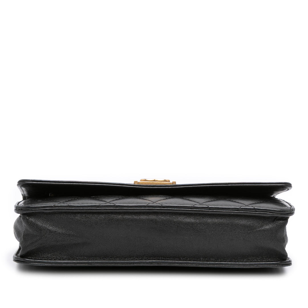 Chanel Quilted Cuir d’agneau Boy Wallet On Chain Noir