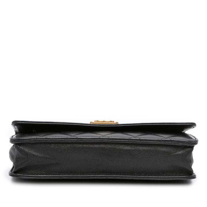 Chanel Quilted Cuir d’agneau Boy Wallet On Chain Noir