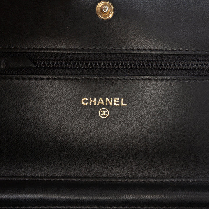 Chanel Quilted Cuir d’agneau Boy Wallet On Chain Noir